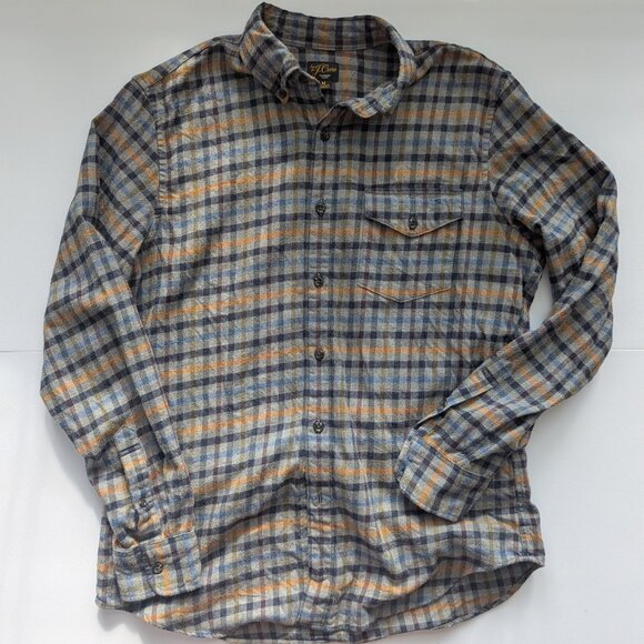 J. Crew Cashmere-cotton blend Flannel Button Down Mens Medium Flap pocket Grey - Picture 1 of 5